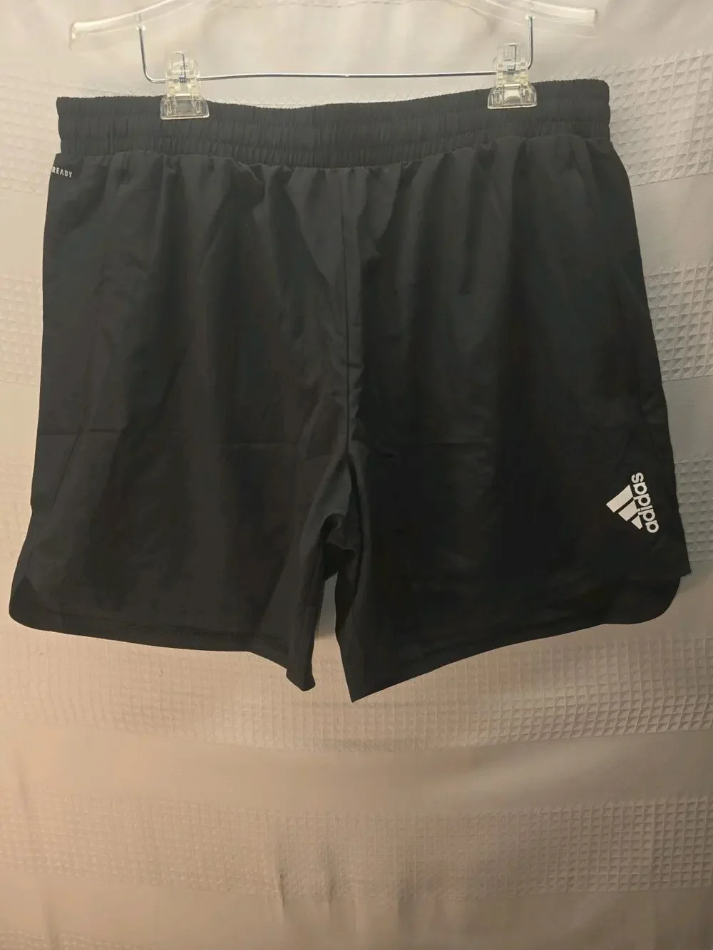 Adidas Mens Athletic Shorts Size 2XL Black Stripe Zip Pockets 8420